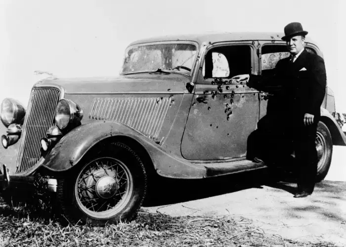1932 Ford Model 18 death car of Bonnie and Clyde riddled with bullets