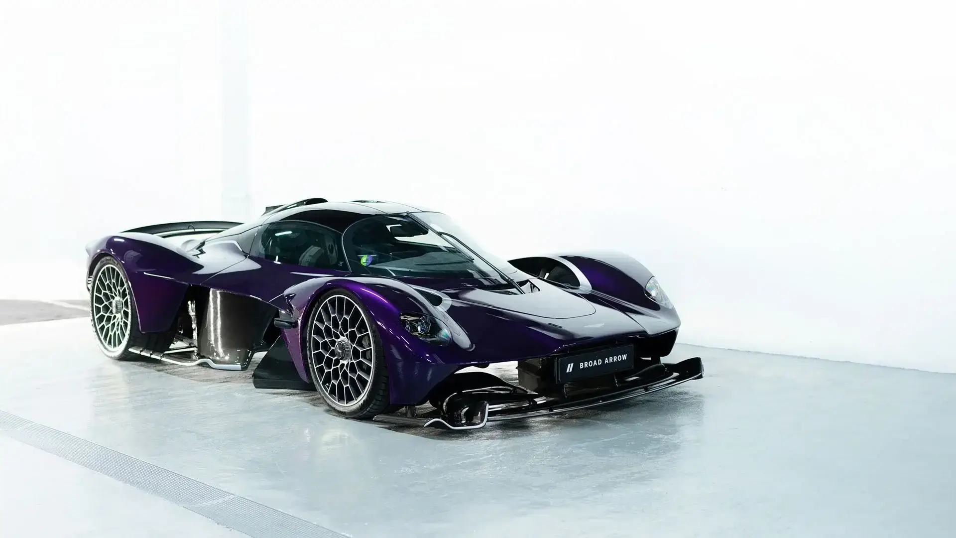 Aston Martin Valkyrie Spider chassis 39 in Storm Purple Gloss finish with exposed carbon fiber