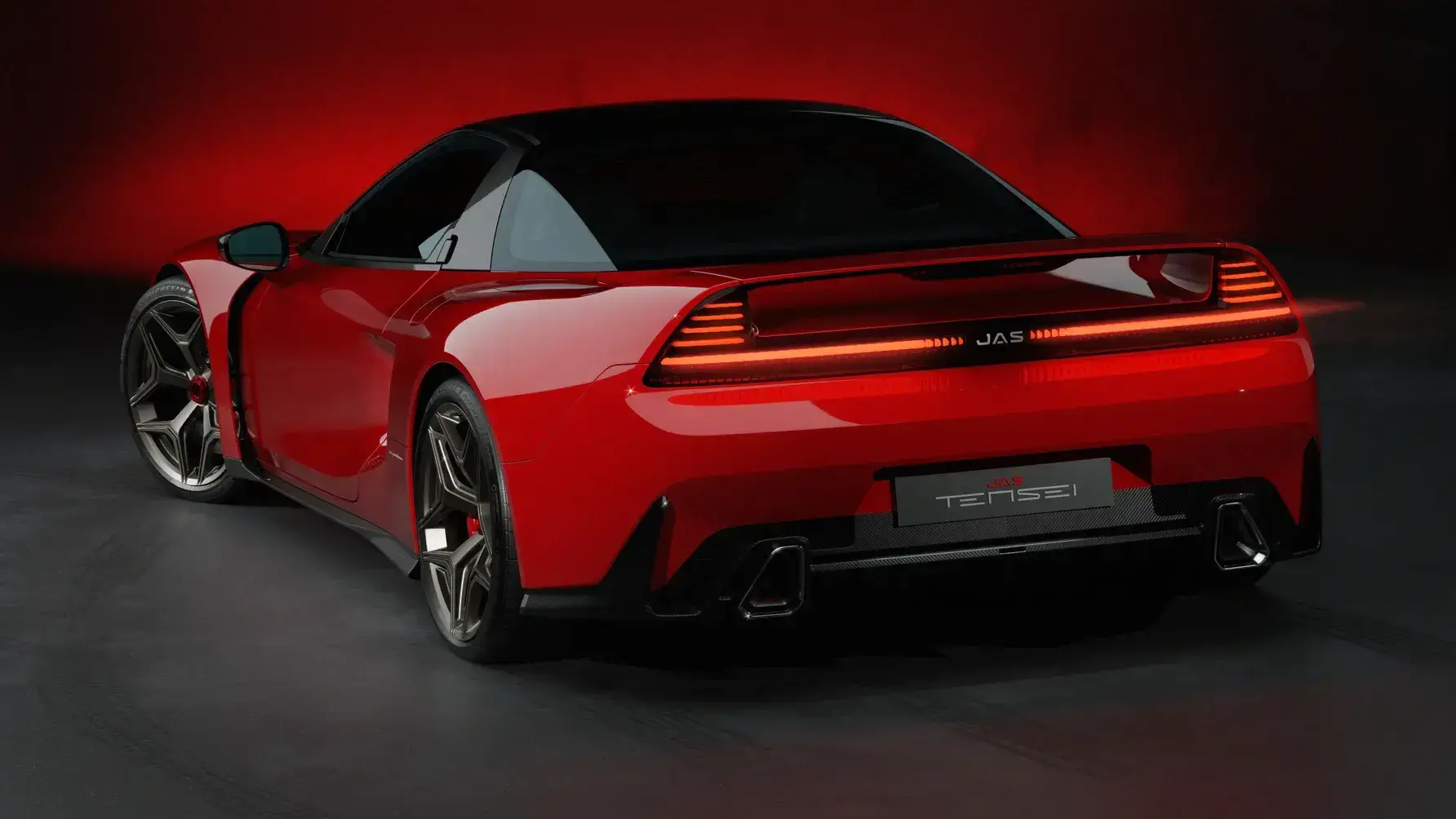 Honda NSX Tensei restomod rear three-quarter view displaying carbon fiber body panels and competition-inspired aerodynamic design