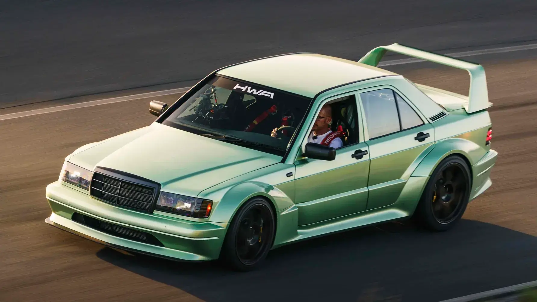 HWA Evo II Restomod Strengthened Chassis and Modern Engineering HWA Mercedes 190E Evo II restomod chassis showing reinforced center tub and modern subframe architecture