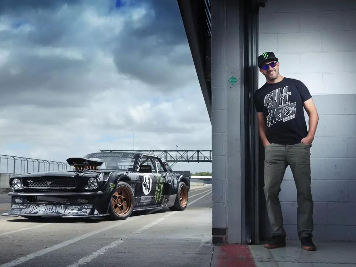 Ken block with hoonigan ford mustang