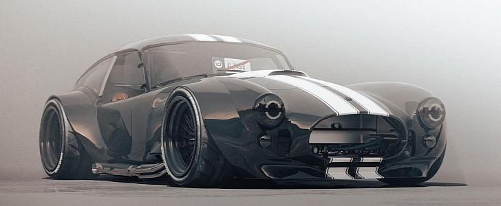 Modern cobra mystifies hardtop ducktail and sculpted widebody in foggy cgi 176212 7