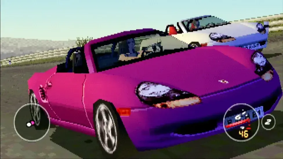 Porsche Challenge 1997 PlayStation game featuring the iconic Porsche Boxster 986 - the groundbreaking racing game that blurred the line between gaming and automotive marketing