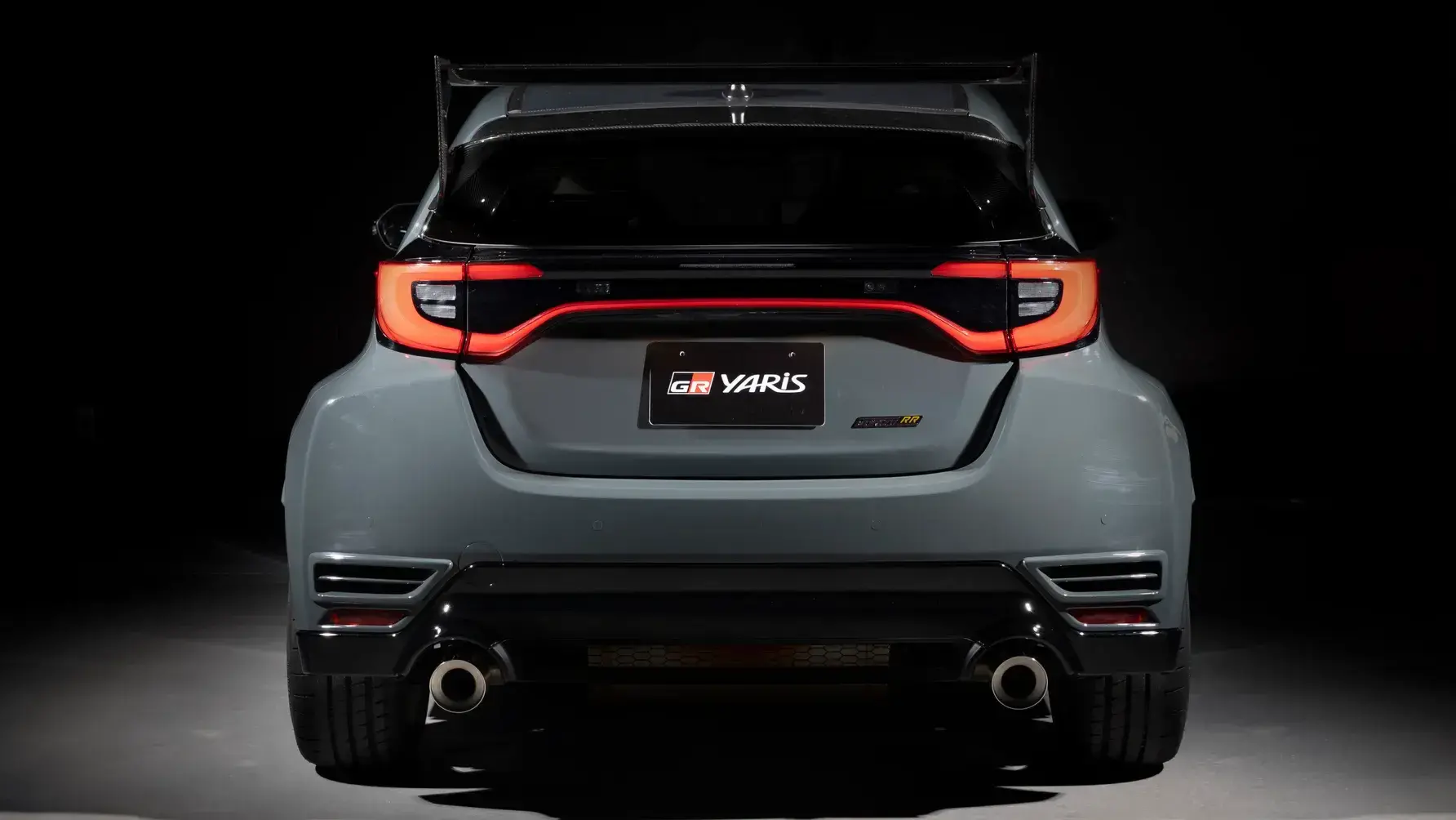 2026 Toyota GR Yaris Morizo RR rear three-quarter view showing rally-inspired wing and WRC-style aero package