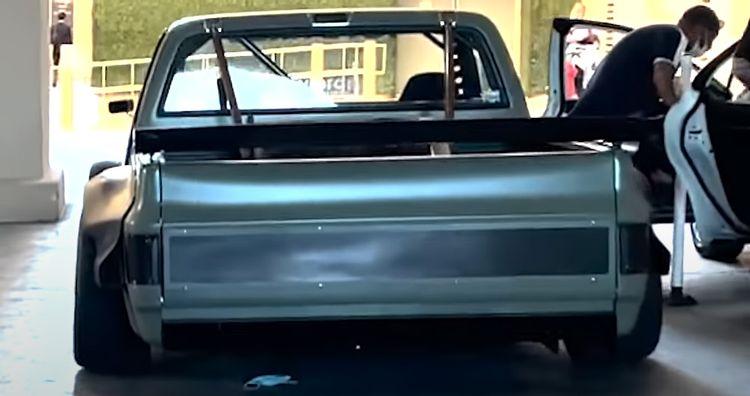 Twin tesla swapped chevy squarebody about to rip off cab door