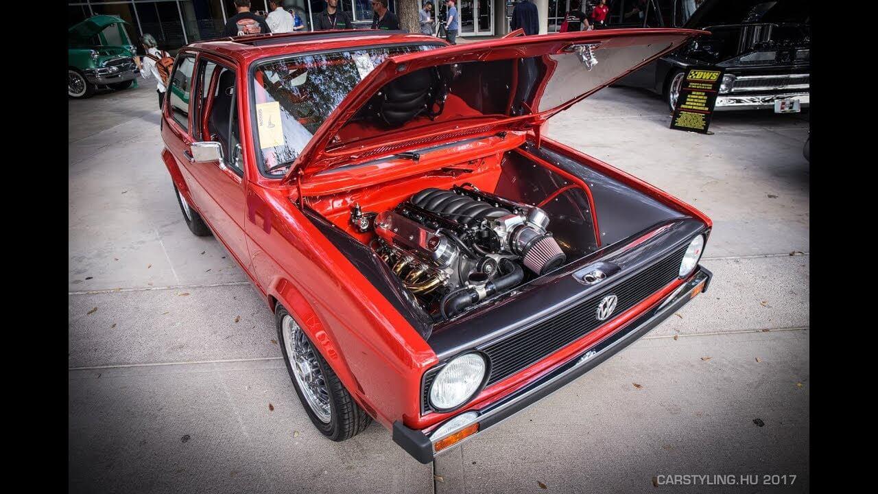 Volkswagen Golf GTI with VR6 or LS engine swap in compact engine bay